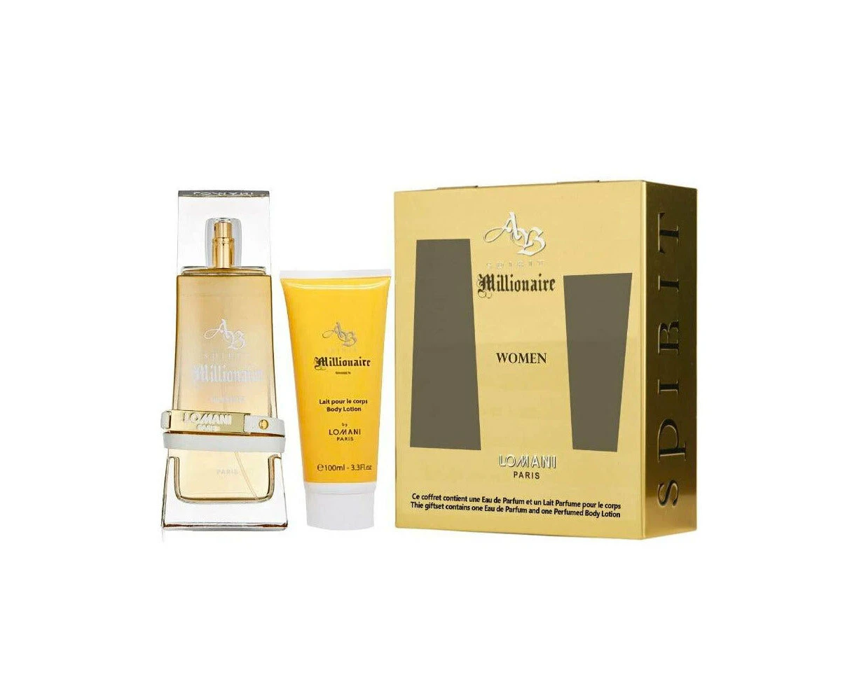 2pc Lomani AB Spirit Millionaire Woman 100ml EDP & 100ml Body Lotion Gift Set