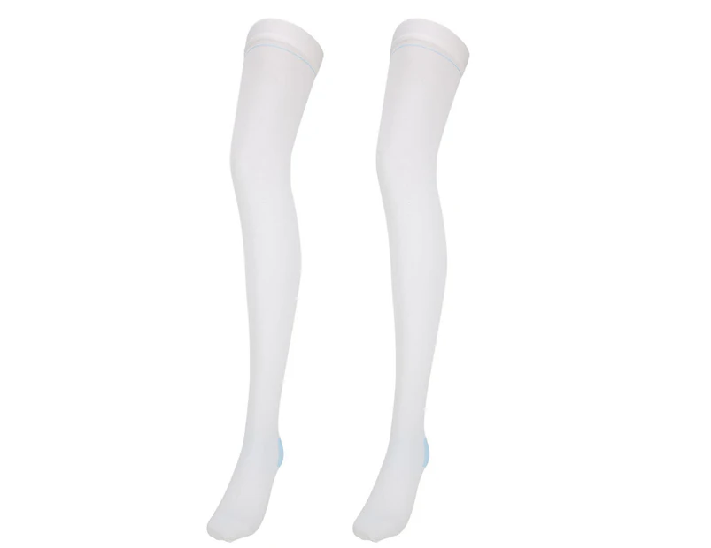 Varicose Vein Stockings Anti-Slip Blood Clots Compression Socks Health Care Stockings(Blanc M)