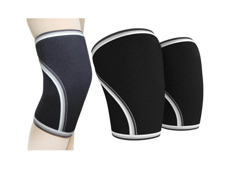 1 Pair 7Mm Protective Knee Sleeves Knee Support For Weightlifting Powerlifting Cross Training