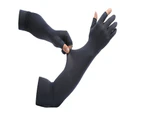 Arm Sleeves Sun Resistant Black Exposed 2 Finger Nylon Silicone Elastic Lightweight Breathable Outdoor Arm Sleeves