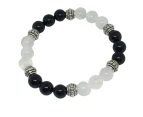 Protection Healing Crystal Gemstone Bracelet - Handcrafted - Black Tourmaline and Selenite 8mm - Gift Idea