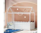 Artiss Bed Frame Wooden Kids House Single Frame White KORI