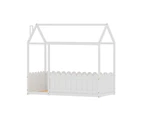 Artiss Bed Frame Wooden Kids House Single Frame White KORI