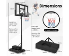 Costway Basketball Hoop Stand Height Adjustment Portable Basketball Ring System 2 Wheel Fillable Base Weight Bag 110cm Backboard