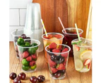 150 x REUSABLE CLEAR RIBBED PLASTIC CUPS 450mL Party Drinking Cups Birthday BBQs