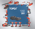 TOPEX 20V Cordless Combo Kit Impact Wrench Driver 7-piece Socket Adaptor 9-Piece Extension Bar Set 20V LED Light w/Tool Bag