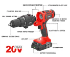 TOPEX 20V 5 IN1 Power Tool Combo Kit Cordless Drill Driver Sander Electric Saw w/ 2 Batteries & Tool Bag