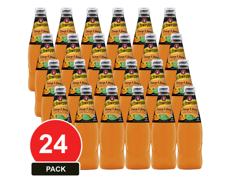 24 Pack, Schweppes 300ml Mineral Water Orange & Mango