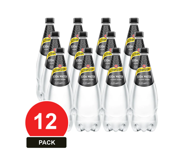 12 Pack, Schweppes 1.1l Soda Water