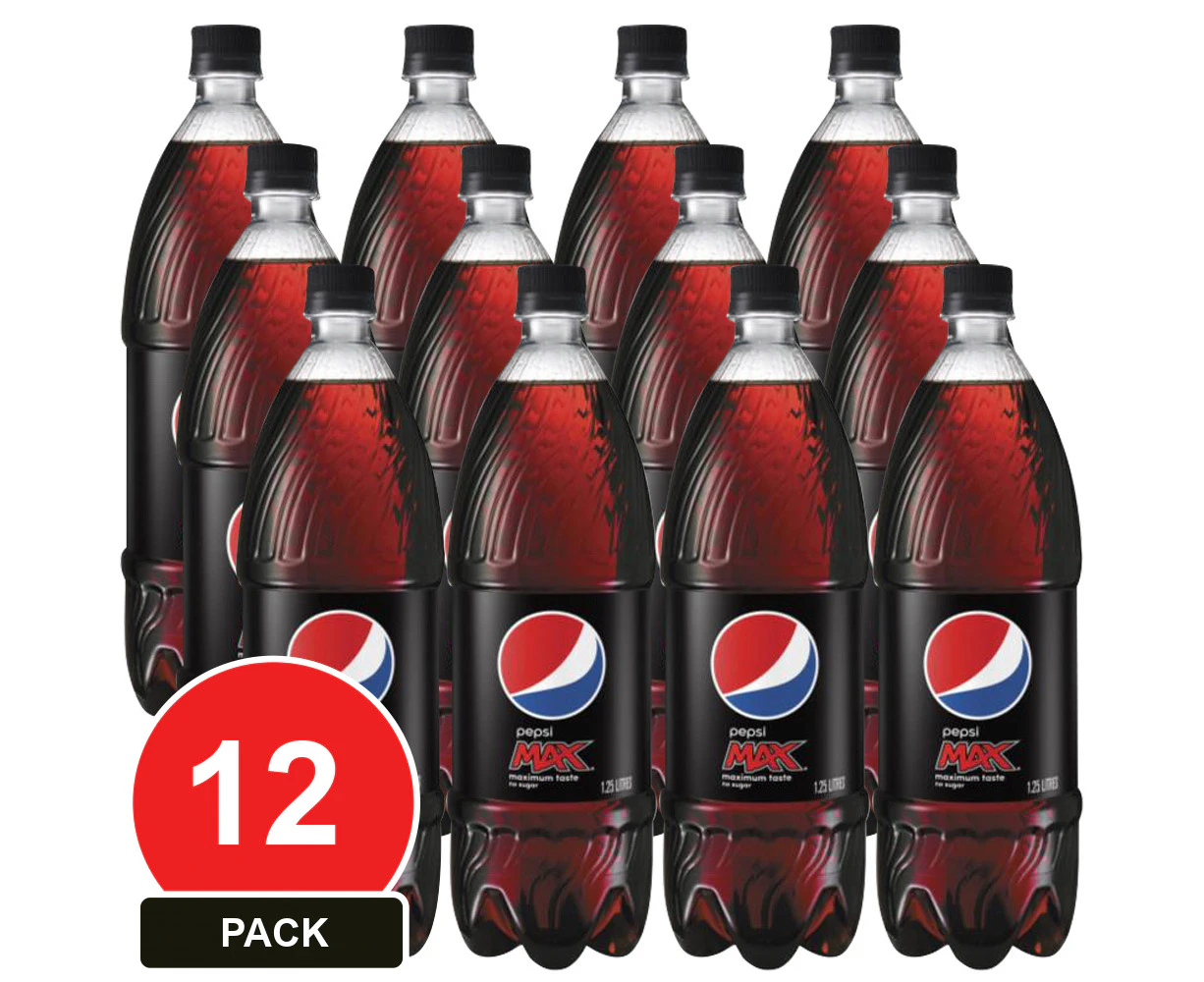 12 Pack, Schweppes 1.25lt Pepsi Max