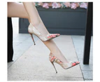 Women's Closed Toe High Heels Dress Pointed Toe Pump Shoes-red