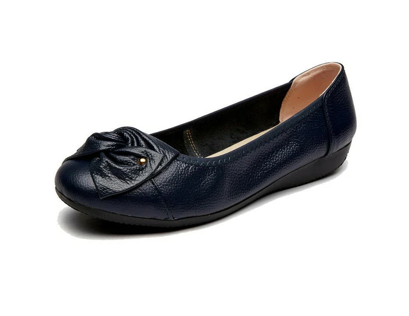 Women's Comfortable Flats Dress Round Toe Slip On Flat Shoes-M1108 blue