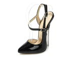 Women's Heels Closed Pointed Toe Stiletto High Heel Ankle Strap Pumps-black