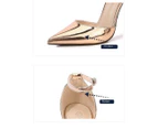 Women's Closed Toe High Heels Ankle Strap Stiletto Sexy Pumps-Champagne gold