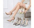 Women's Closed Toe High Heels Ankle Strap Stiletto Sexy Pumps-Champagne gold