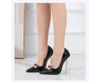 Women's High Heel Pumps Pointed Toe Slip On Stiletto Heels Shoes-black