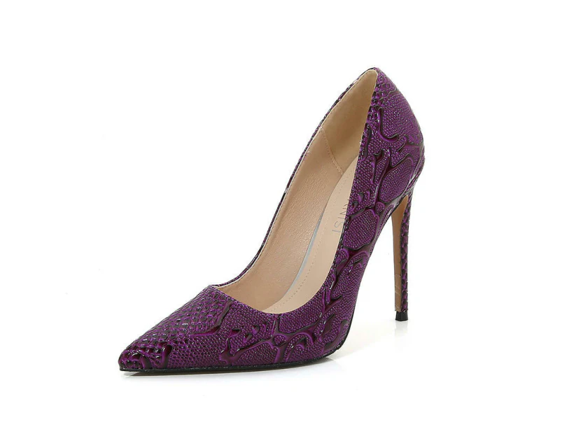 Women's High Heel Pumps Pointed Toe Slip On Stiletto Heels Pumps-purple