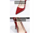 Women's High Heels Pointed Closed Toe Heels Sexy Stiletto Pumps-red