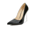 Women's High Stiletto Heels Pointed Toe Slip-on Pumps Shoes-black