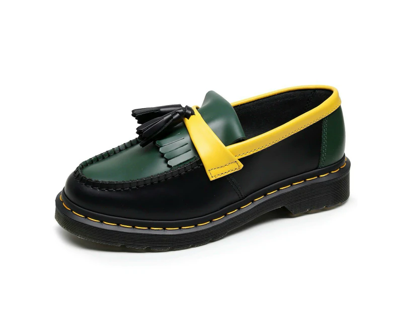 Women's Loafers, Tassel Slip On Platform Chunky Heeled Casual Shoes-Yellow green