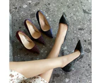 Women's High Heel Pumps Pointed Toe Slip On Stiletto Heels Pumps-black