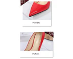 Women's High Stiletto Heels Pointed Toe Slip-on Pumps Shoes-red