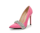 Women's Pointed Toe Slip on Stilettos Party Wedding Pumps Shoes-Peach Red