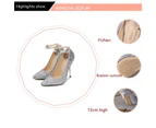 Women's Pointed Toe Sequins Pumps Stiletto High Heels Shoes-silvery