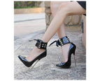 Women's Pointed Toe Ankle Strap Stiletto High Heel Pumps Shoes-silvery