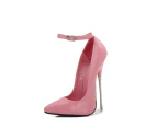 Women's Pointed Toe Stiletto High Heel Pumps Sexy Ankle Strap Heels Shoes-Pink