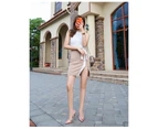 Women's Pointed Toe Stiletto High Heel Dress Pumps Sexy Heels Shoes-Apricot color