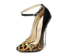 Women's Pointed Toe Stiletto Heels Ankle Strap Pumps Dress Shoes-golden
