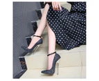 Women's Pointed Toe High Heels Pumps Stiletto Ankle Strap Dress Pump Shoes-golden