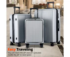 3 Piece Luggage Suitcase Set Silver Hard Case Carry on Travel Suitcases - Silver