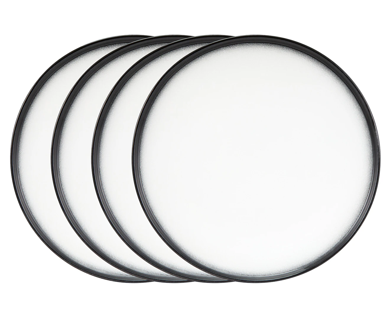 Set of 4 Maxwell & Williams 28cm Caviar Granite High Rim Plate - Black/White