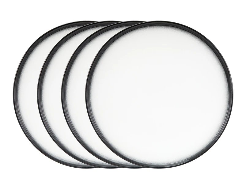 Set of 4 Maxwell & Williams 28cm Caviar Granite High Rim Plate - Black/White