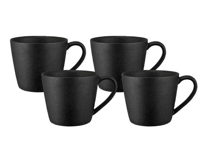 Set of 4 Maxwell & Williams 420mL Caviar Conical Mugs - Black