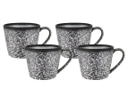 Set of 4 Maxwell & Williams 420mL Caviar Granite Conical Mugs - Black/White