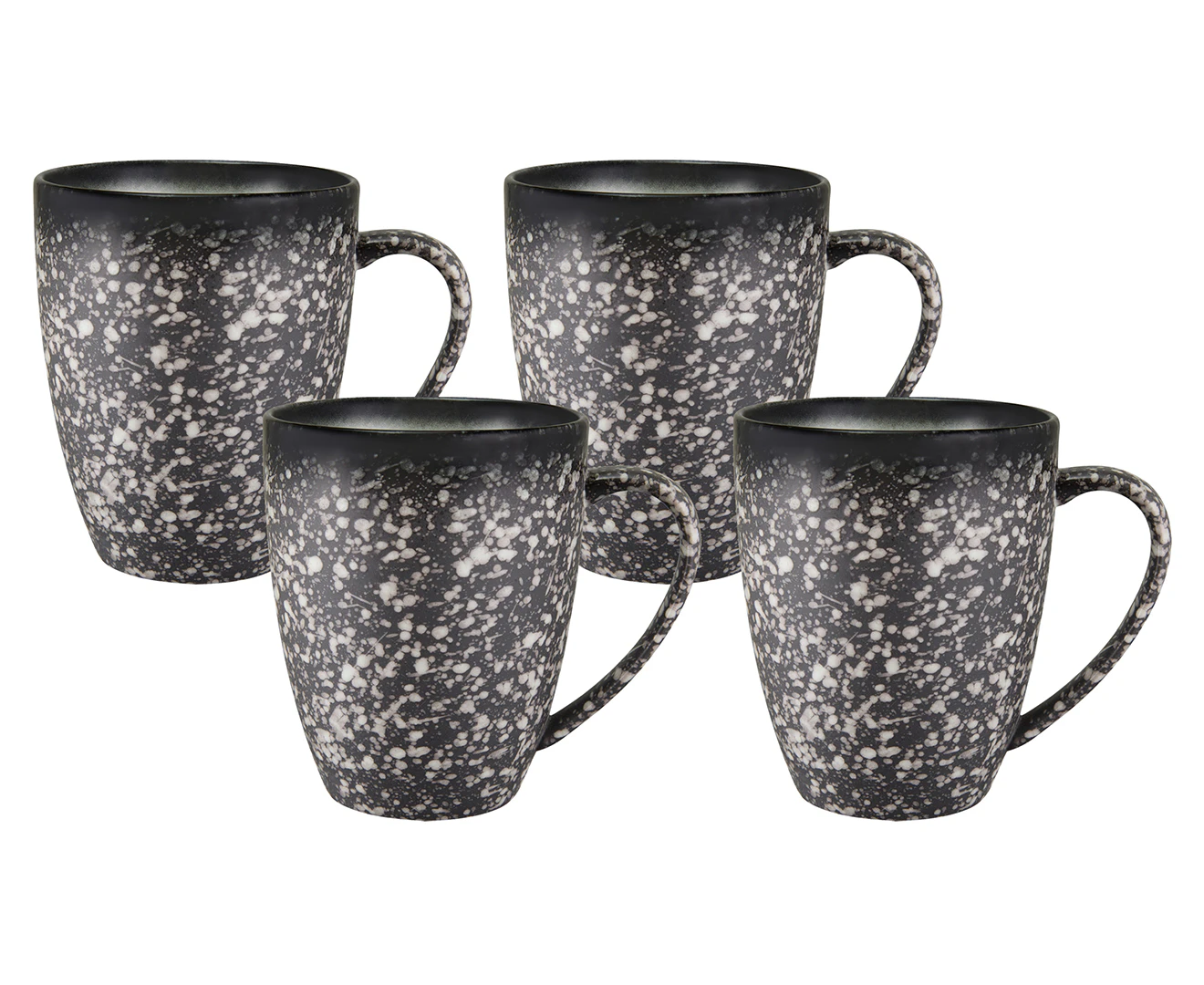 Set of 4 Maxwell & Williams 400mL Caviar Granite Coupe Mugs - Black/White