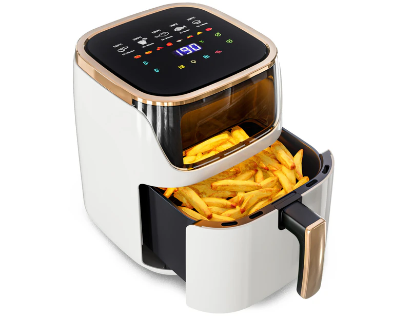 YOPOWER 8L Digital Air Fryer, 8 Presets Healthy Electric Cooker LED Touch Digita Screen Kitchen Oven Beige