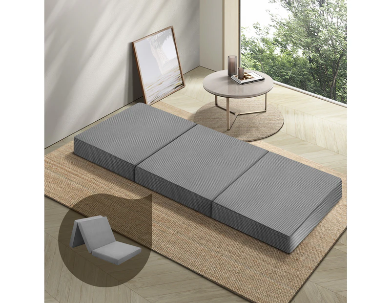 Bedra Folding Foam Mattress Single Sofa Bed Trifold Sleeping Camping Cushion Mat - Grey