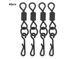 40Pcs Q Shaped Carp Fishing Swivels Rolling Ring Snap Connector Stainless Steel Fishhook Tackle