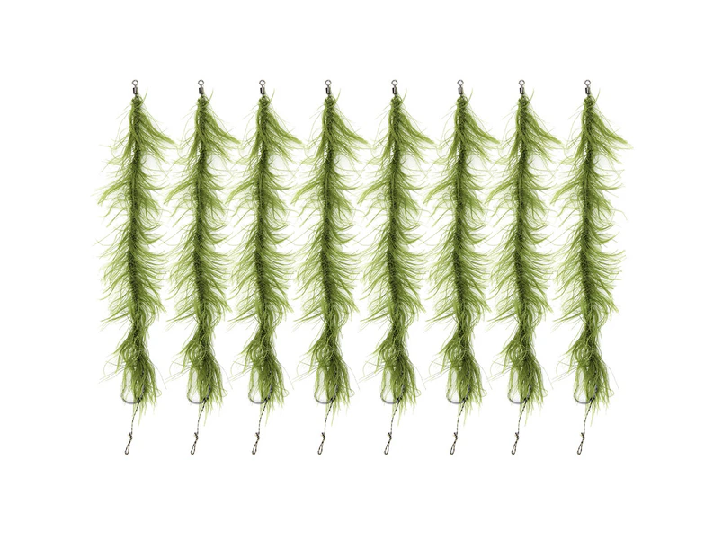 8Pcs Carp Fishing Tied Hair Rigs Nylon Green Grass Line Combination Barbed Hooks4#