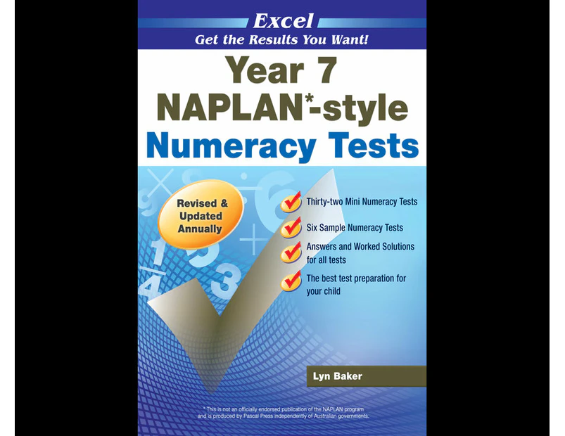 Excel NAPLAN-style Numeracy Tests  : Year 7