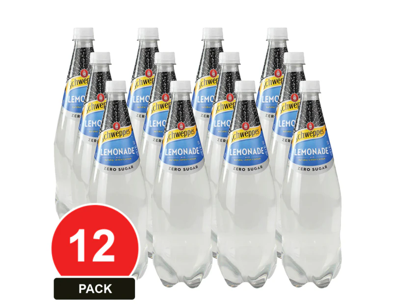 12 Pack, Schweppes 1.1l Lemonade Zero Sugar