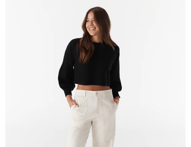 All About Eve Women's Stevie Cropped Knit Top - Black