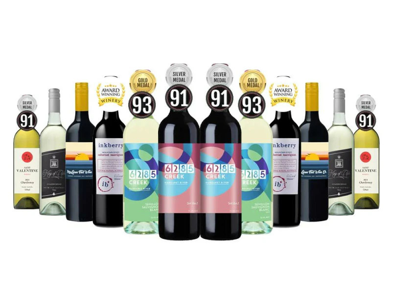Autumn Clearance Red & White Wine Mixed - 12 Bottles including wines from Award Winning Winery with Gold & Silver Medal