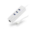 Alogic Vrova Plus VPLUC3AGE Adapter USB-C to Gigabit Ethernet (Driverless/Plug & Play) & 3x USB 3.0 - Silver Aluminium [VPLUC3AGE]
