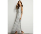 Liz Jordan - Womens Dress -  Halter Mesh Dress - Ivory