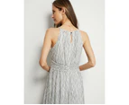 Liz Jordan - Womens Dress -  Halter Mesh Dress - Ivory